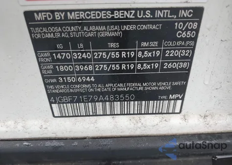 2009 Mercedes-Benz Gl 450 4Matic z USA, uszkodzony, nr VIN 4JGBF71E79A483550